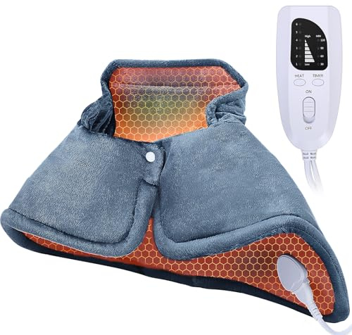 Coussin Chauffant Electrique Epaule et Nuque, 9 Niveaux de Chaleur Coussin Chauffant Cervicales et Dos, Très faible consommation, 3 gammes température, Arrêt automatique,cadeaux pour femmes et hommes