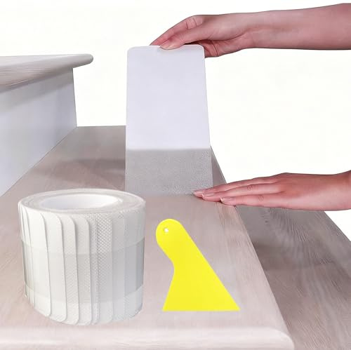 Tappeti per scale 15×60 cm, accessori per scale antiscivolo, 15 pezzi di tappetino per gradini autoadesivo trasparente, striscia per scale antiscivolo impermeabile, adatto per scale e pavimenti in le