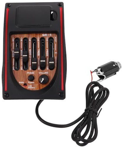 MAGICLULU Preamplificador Guitarra Acústica Afinador Cromático y Ecualizador de 5 Bandas, Pastilla Portátil Pasador Rígido y Tapa Protectora para Sistema de Captación, Accesorio