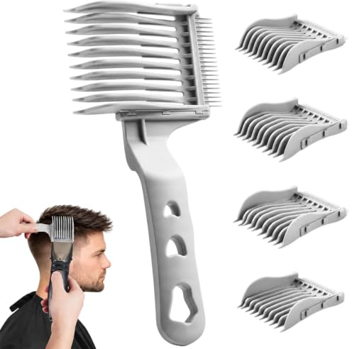 Ceriselle 4 peignes de coupe de cheveux, ensemble de peignes dégradés détachables 4-en-1 pour coupe de cheveux, accessoires de barbier et peigne de coiffage pour maison et salon (gris)