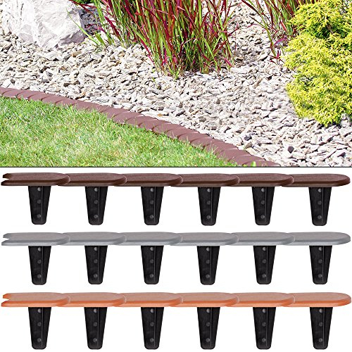 DEUBA® Bordure de Jardin Plastique 7,60m résistante intempéries UV Piquet Terre Bordure Parterre Plate-Bande délimitation Design Plat Terre Cuite