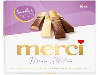 merci Finest Selection Mousse au Chocolat Vielfalt – 1 x 210 g – Erlesene Mousse-Schokoladen-Spezialitäten – Gefüllte und nicht gefüllte Pralinen