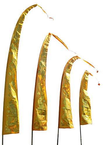 DEKOVALENZ - Drachenfahnen-Stoff GOLD DRAGON mit herzförmiger Spitze, versch. Farben + Längen, Fahnenlänge:5 Meter, Farbe:goldgelb