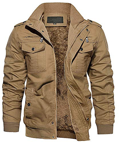 EKLENTSON Mens Winter Jackets Motorcycle Jacket Flying Winter Coat Men Windbreaker Thick Fleece Lined Coats Man