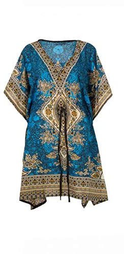 Ethnique Mode Damen Kaftan Tunika Sommer Strand Beachwear Oversize Tunika Kaftan Djellaba Boubou Afrikanisches Kleid Kurse One Size Türkis