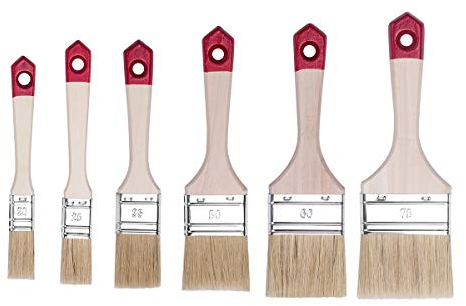 Hardy Working Tools brochas Pintura Set de 6 Piezas, 1 Piezas - 20, 25, 35, 50, 60, 75 mm de Ancho, brochas Pintura Madera, Cepillo de Pintura Serie *40*, 6PCS, Pinceles Pintura Set A0284-060100