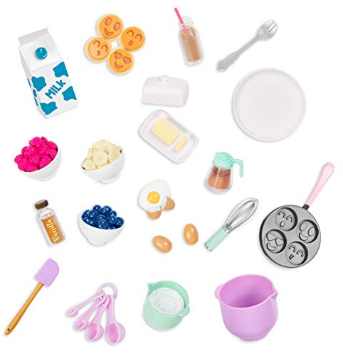 Our Generation 18-Inch Doll Pancake Breakfast Set, Wake Up To Flavor | Pancake breakfast set for 18-inch dolls with play food, pan, bowls, utensils, and serving accessories, Pegged, 5+ Years