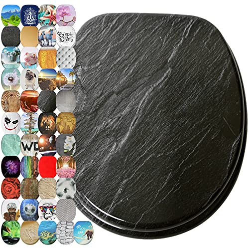 Sanilo Tapa de inodoro con cierre suave, muchos asientos para WC nuevos a escoger, montaje sencillo, bisagras estables (Granito)