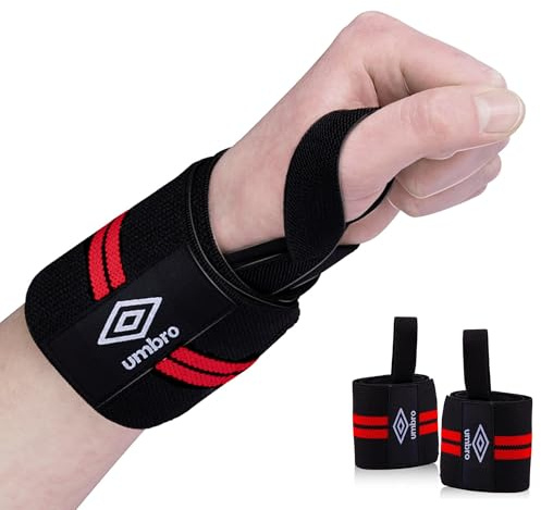 UMBRO Handgelenk Bandagen - Handgelenkstütze - Zughilfen Krafttraining - 2 Stück Schwarz/Rot