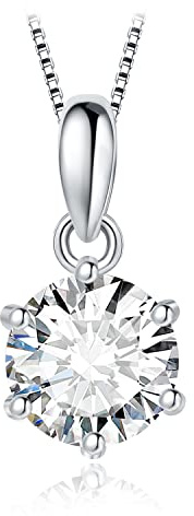 JewelryPalace Round 1ct Cubic Zirconia Solitaire Pendant Necklace for Women, 925 Sterling Silver 14k White Gold Plated Necklaces for Her, Classic Simulated Diamond Jewelry Set, 18 Inches chain