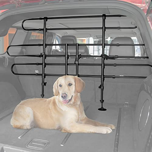 JOYTUTUS Hundegitter Auto Kofferraum, Kofferraum Trenngitter Hund, Verstellbare Breite, Hundeschutz Gitter mit Kopfstütze Befestigung, Universal für die meisten Autos