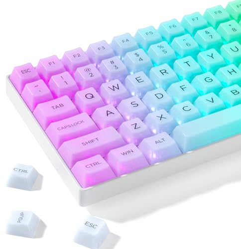 Womier White Custom Keycaps - 75% Cherry Profile, 140 Keys, Translucent Fog Set for Cherry Gateron MX Mechanical Keyboard