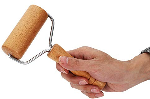 Mattarello in Legno Rullo con manici ergonomici per panettiere in pasta, piccolo Antiaderente Mattarelli Rulli Rotella In Legno per Pizza,tortilla,biscotti(#1)