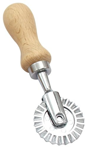 Jorzer Roulette à pâtisserie ergonomique en alliage d'aluminium avec poignée en bois - 13 x 4,1 cm - Outil pour pâtes raviolis et biscuits