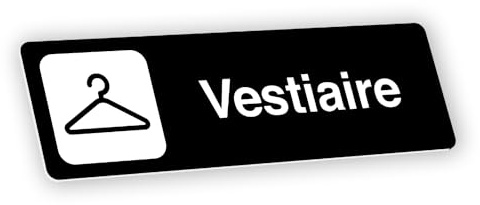 Plaque signalétique gravée autocollante Vestiaire - noir - format 20x6 cm