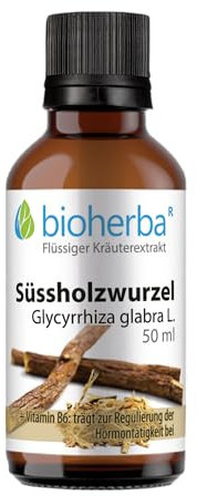 Süßholzwurzel Tropfen, Tinktur 50 ml – mit Glycyrrhiza glabra und Vitamin B6, Vegan, für den täglichen Gebrauch von BIOHERBA PZN 18215758