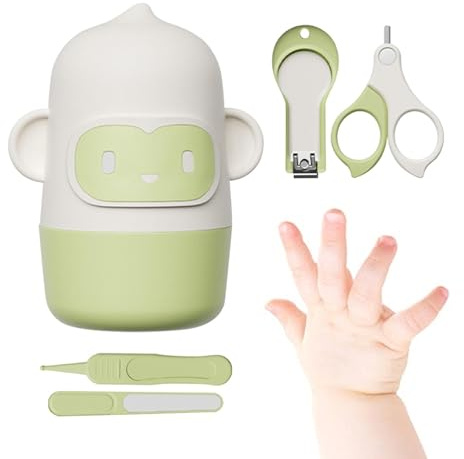 Kit per unghie per bambini, set di tagliaunghie per bambini, kit manicure e pedicure 4 in 1 | kit per la cura delle unghie facile da impugnare, sicuro, include una custodia, tagliaunghie