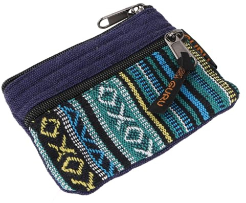 GURU SHOP Ethno Portemonnaie, Geldbeutel - Blau, Unisex - Erwachsene, 9x11x1 cm