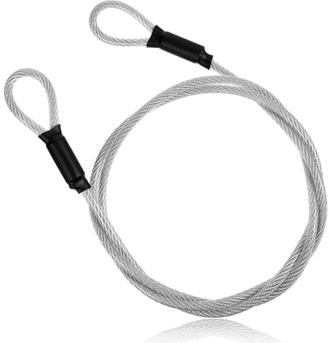 4FT 5mm Stainless Steel Double Loops Cable Lock With Flexible Wire Braided Lanyard for Outdoor Gates, Clothesline, U Lock, Padlock and Disc Lock