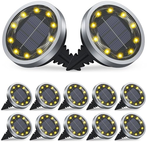 Luci Solari per Giardino IP65, Nuovo stile 2025 Lampade Solare Esterno Incasso Faretti a Terra Luce Sepolta Solare Impermeabile per Prato Vialetto Scala Paesaggio, Bianco Freddo