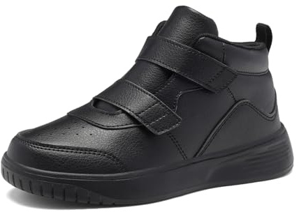 RTOUNT Boys Black Trainers Big Kids School Tennis Shoes for Girls Running Adjustable Strap Sneakers Size 3 Child