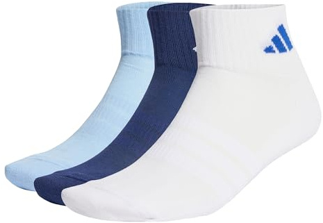 adidas Unisex CUSHIONED SPORTSWEAR ANKLE SOCKS 3 PAIR PACK, dark blue/white/glow blue, 4.5-6