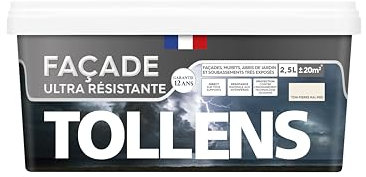 Tollens - Peinture Façade Acrylique Ultra Résistante, Pour Murs Extérieurs, Murets, Abris de Jardin, Mat, Ton Pierre, 2.5L = 17m2