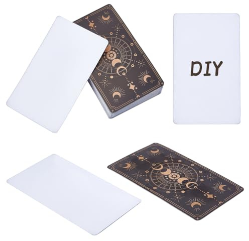nbeads - Cartas de tarot en blanco, 6,9 × 11,8 cm para principiantes Oracle en blanco con diseño de hoja de oro celestial, 6,9 × 11,8 cm