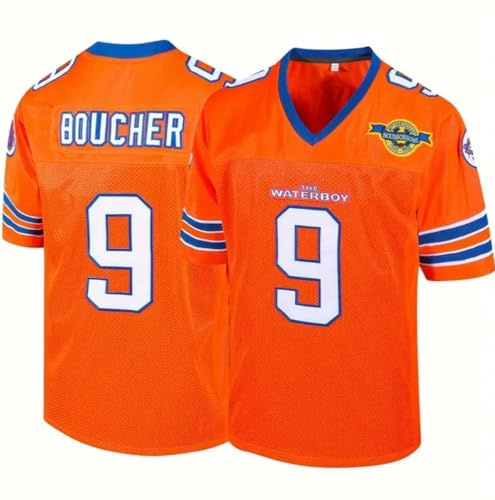 The Waterboy Bobby Boucher No9 Orange American Football Jersey Adam Sandler Comedy Film Happy Gilmore (UK, Alpha, XXL, Regular, Regular, Orange)