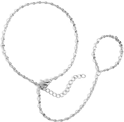 RMMD Handkedja armband, 14K guldpläterad/vitt guld zirkon pärlor handkedja guld damer armband ansluten med ring ansluten sommar boho presenter för kvinnor hand kedja guldarmband kvinnor smycken