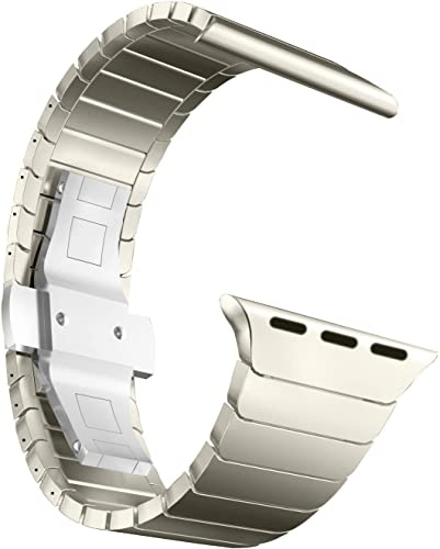 MaKTech Rostfritt Stål Band för Apple Watch,24mm Bred Metall Ersättningslänk Armband Ögla,för Apple Watch Ultra 3/2/1 49mm [2025] (Titan) | MaKTech 316L premiumspänne, borstad yta, länkarmband, för Apple Watch Ultra 3/2 49 mm, 11/10 46 mm, 9/8 45 mm, SE 44 mm