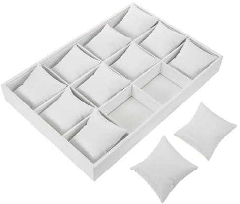 FOMIYES Vassoio Organizer per Gioielli in Pu Bianco con 12 Scomparti, Design Elegante e Portatile per Vanity e Viaggi