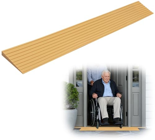 Dörrtröskelramp, tröskelramp, dörrtröskelramp robotdammsugare, halkfri yta, ramp robotdammsugare för robotdammsugare, barnvagn, rullator eller skoter (ljusgul, 90 x 6 x 1 cm)