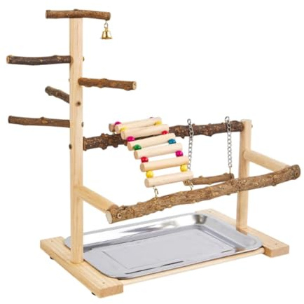 FytStycale Aire de Jeux pour Oiseaux, Perchoir en Bois avec Balançoire et échelle, Perchoir pour Perroquets et Pinsons