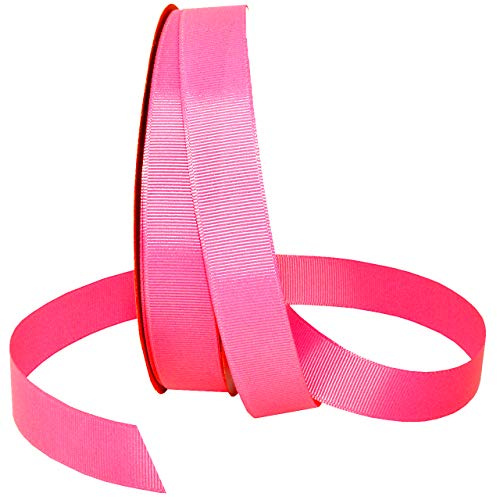 Morex Ribbon Grosgrain Fabric Solid Color Ribbons, Gift Wrapping, Christmas and Wedding Décor, for Crafting and Floral Arrangements, 7/8 x 50 Yd, Hot Pink