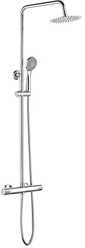 Ibergrif M20740 Sistema Columna de Ducha con Alcachofa Manguera, Barra Ajustable y Soporte, Cromo, Plata