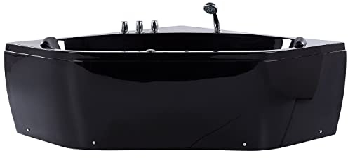 Bañera de hidromasaje esquinera negra con iluminación LED 140 cm Meves