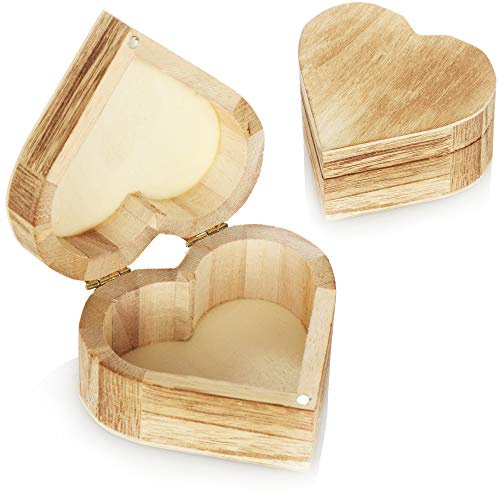 com-four® 2x Holz Schatulle in Herzform, Holzbox Schmuckkästchen