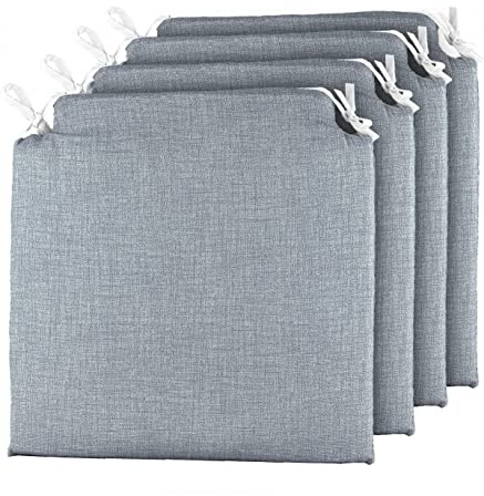 TIENDA EURASIA Pack 4 Cojines para Sillas de Terraza | Funda Lavable | Relleno Esponja | Estampados Lisos con 2 Cintas de Sujeción | 40 x 40 x 3 cm