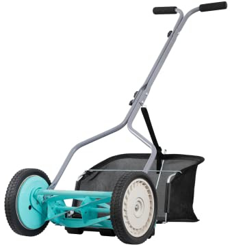 American Lawn Mower Company 1304-14GC 14-Inch 5-Blade Push Reel Lawn Mower with Grass Catcher, Mint