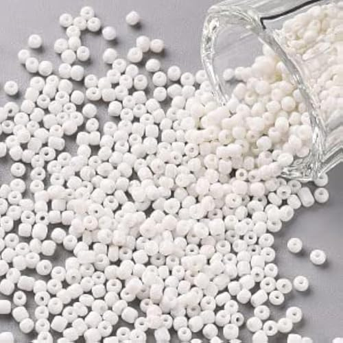 Handicraft Emporium Glass Seed Beads | Round | 2mm | White | 50g