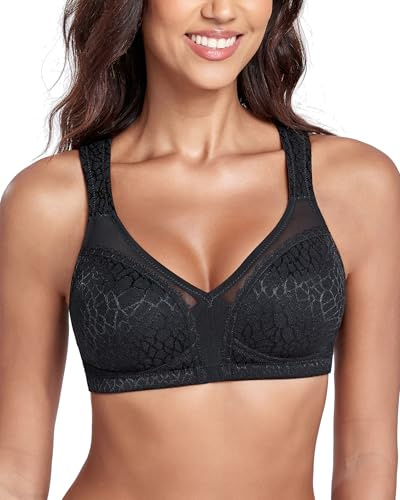 Lemorosy Soutien-Gorge Minimiseur Femme Grandes Tailles Confort Bonnets emboîtants sans Armatures Réducteur de Fort portrine Noir FR125D