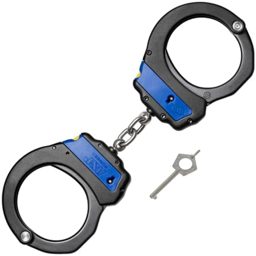 ASP Blue Line Ultra Plus Chain Handcuffs, Double-Locking Handcuffs, Forged Aluminum Restraints, Police and Law Enforcement Gear, Security Guard Equipment, Aluminum Bow