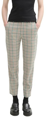 TOM TAILOR Denim Pantalon Cigarette pour Homme avec Motif à Carreaux, 35956 - Beige Green Check, XXL