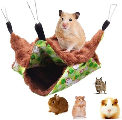 BAOSROY Kleintier Hängematte, Betthöhle, Warmes Hängebette, Käfig Nest Zubehör für Meerschweinchen, Frettchen, Nagetiere, Ratten, Mäuse, Chinchilla, Hamster (Grün)