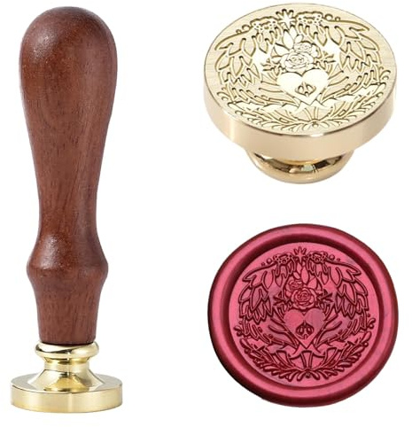 Tampon à Cacheter en Cire - Tampon de Scellement en Cire de la Déesse Vénus, Tampon en Laiton en Forme de Cœur de Rose de 30mm/1.18 pouces pour Invitations de Mariage, Cadeaux de la Saint-Valentin