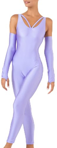 Invertika Tuta Lunga Donna Ipnotika con Pantalone Lungo e Manicotti Sportivo Contenitivo in Tessuto Stretch Lilla Made in Italy per Abbigliamento Sportivo, Fashion, Sexy e Femminile-S
