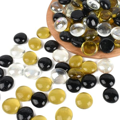 HAIOPS Flat Glass Beads Mixed Color Flat Marbles for Vase Fillers Gems