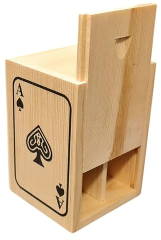 Scatola Carte da Gioco in Legno con 2 Scomparti | Portacarte Elegante Fatto a Mano per 2 Mazzi – Poker Burraco Scala 40 Carte Napoletane Francesi – Design Compatto Artigianale – Art. 53174