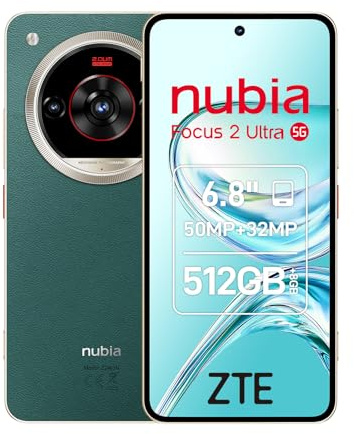 nubia ZTE Focus 2 Ultra 5G Smartphone ohne SIM-Lock, KI, 8 GB + 512 GB, drehbares Objektiv, 6,8 Zoll AMOLED-Display, 50 MP Kamera mit KI, Sensortaste, 5000 mAh Akku, Android 15, inklusive Tasche